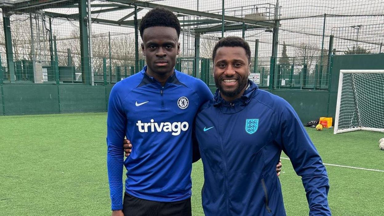 Tyrique George pictured with private coach David "Guru" Sobers