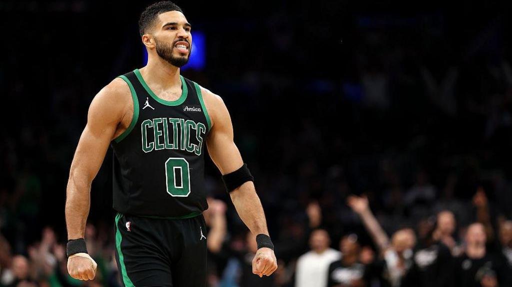 Jayson Tatum celebrates