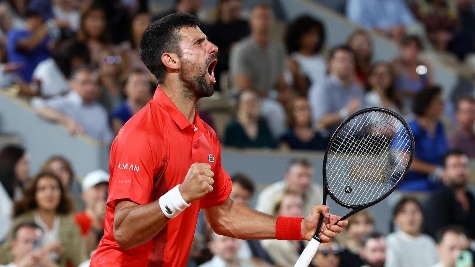 Novak Djokovic celebrates