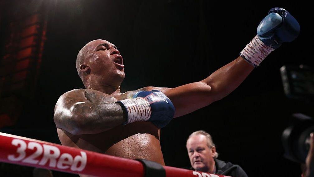 Fabio Wardley celebrates in the ring